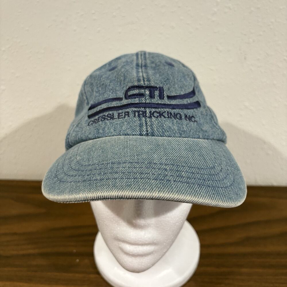 Vintage Cressler Trucking Inc Hat Cap America Strapback Denim Trucker USA Adjust